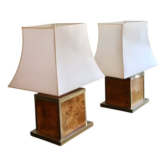 Vintage Elm Burl Lamps, 1970s, Set of 2 For Sale