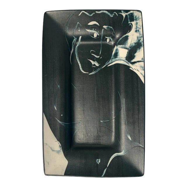 Victoria Crowell Slab-Built Colored Slip Decorated Porcelain Tray For Sale