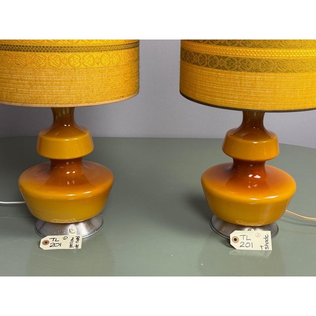 Mid-Century Ochre Yellow Opaline Glass Table Lamp with Shade from Glasfabriek De Rupel, Belgium, 1960s For Sale - Image 13 of 13