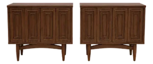 Mid Century Modern Walnut Nightstands - Pair