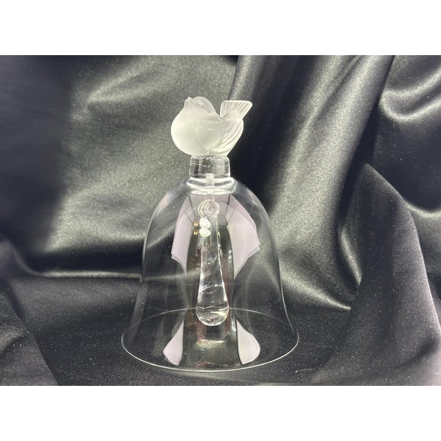 1960s Lalique Crystal Table Bell | Frosted Sparrow | Art Nouveau Style | Signed Lalique France For Sale In Boston - Image 6 of 9