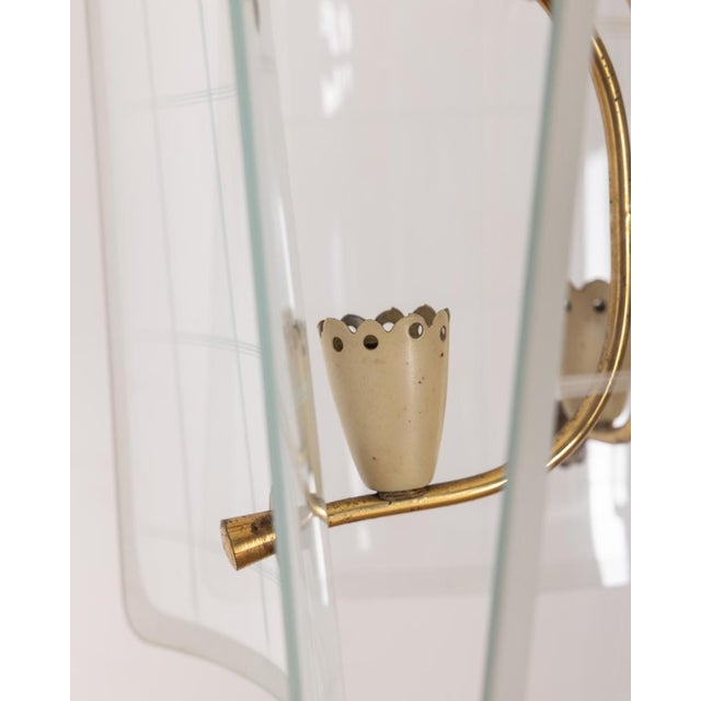 Vintage Hanging Light in Brass and Decorated Glass, 1950s For Sale - Image 4 of 10