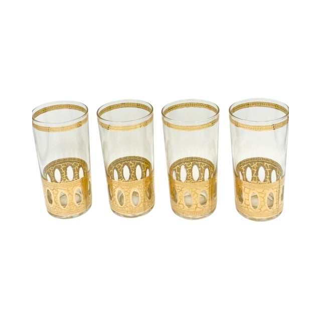 Vintage Mid Century Modern Culver Antigua 22k Gold Highball Glasses - Set 4 For Sale In Washington DC - Image 6 of 9