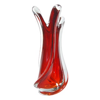 Large Red Murano Glass Vase, 1970s For Sale