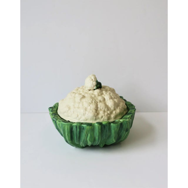 Tureen Bowl Cauliflower Cabbage Vegetable Trompe L'Oeil, Circa Mid 20th Century For Sale - Image 9 of 12