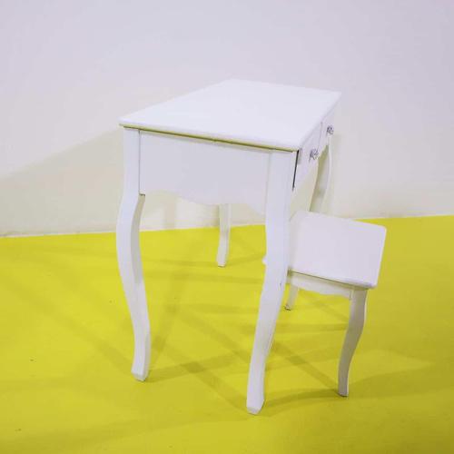 Wood White Wooden Table with Stool and Flower Knobs For Sale - Image 7 of 9