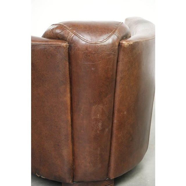 Club Chair in Brown Cowhide Leather For Sale - Image 14 of 16