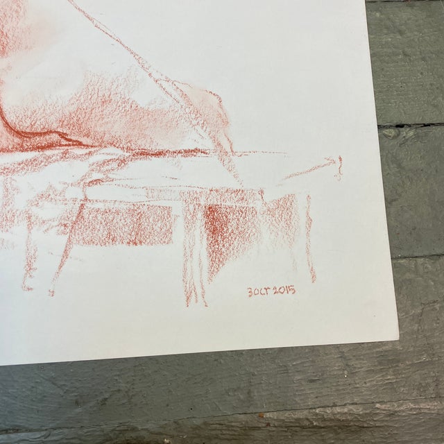 Abstract Expressionism Contemporary Original Abstract Expressionist Female Nude Sepia Drawing For Sale - Image 3 of 4