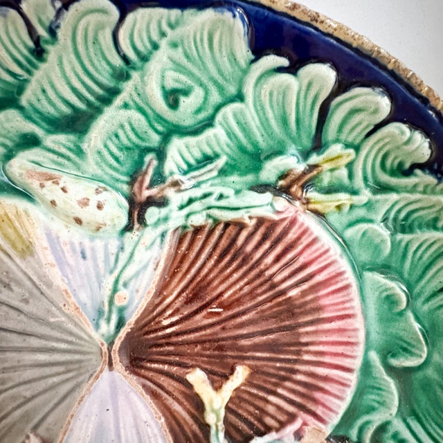 Antique Wedgwood "Waves and Shells" Majolica Oval Platter For Sale In Boston - Image 6 of 13