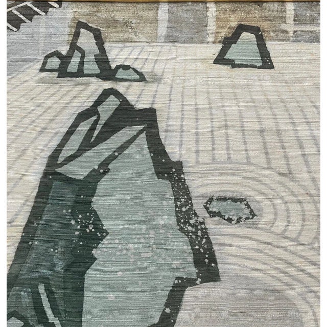 Black Original Taizo Minekawa 'Stone Garden Ryoanji Japanese Temple Dyed Textile Print For Sale - Image 8 of 13