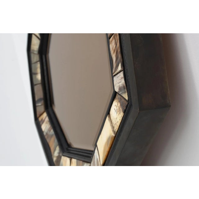 Metal Octagonal Mirror with Horn from Anthony Redmile, United Kingdom, 1980s For Sale - Image 7 of 13