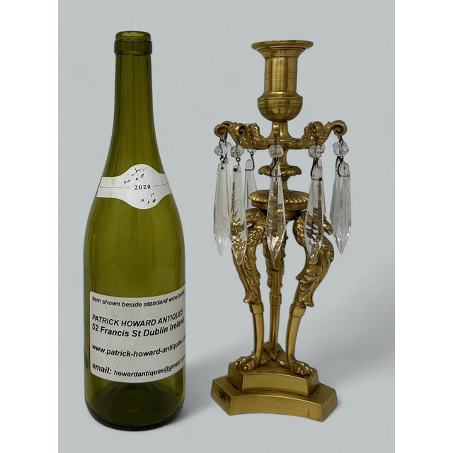 Antique Pair of English Regency Ormolu Bronze Lusters Candlesticks Candelabra For Sale - Image 10 of 10