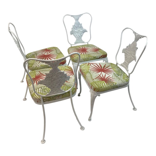 Hollywood Regency Wrought Iron Dining Chairs - Set of 4 For Sale