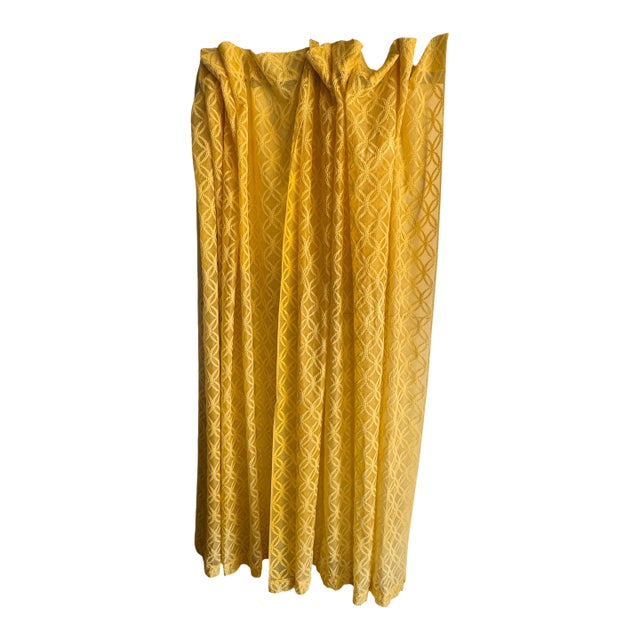 Mid 20th Century Modern Geometric Yellow Sheer Curtains- A Pair For Sale