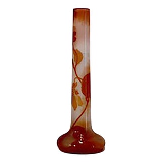 Large Antique Vase of Frosted and Orange Glass by Emile Gallé, 1890s For Sale