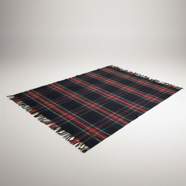Black Plaid Tartan Throw Blanket in Wool from Johnstons of Elgin Scotland For Sale - Image 8 of 12