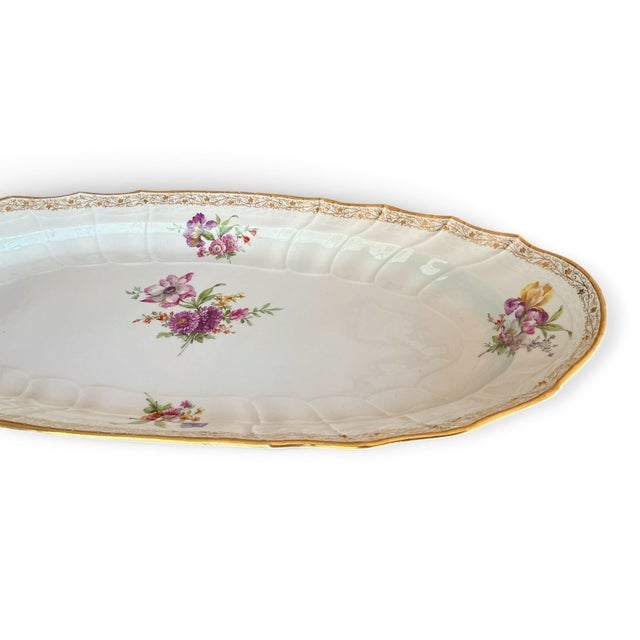 Ceramic 19th C. KPM Berlin Neuosier 25" Porcelain Floral Oval Serving Master Platter For Sale - Image 7 of 11