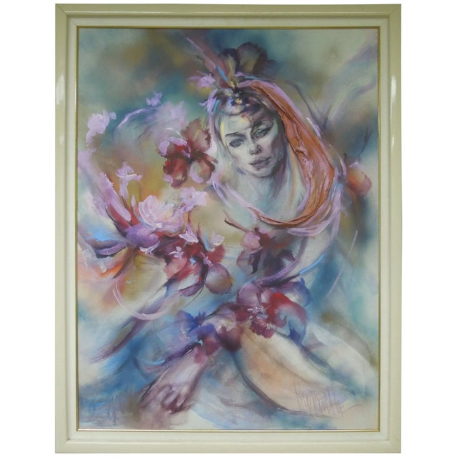 Blue Important Hyacinth Kuller Baron Female Portrait Original Oil on Canvas Painting For Sale - Image 8 of 8