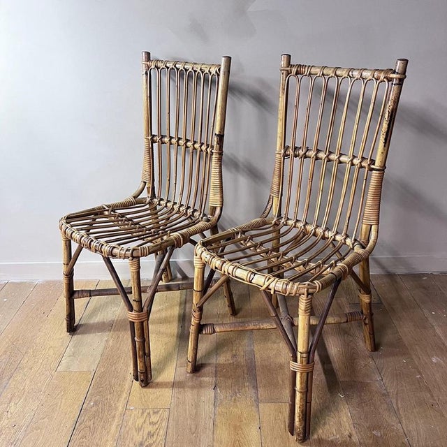 2000 - 2009 Vintage Italian Bamboo Chairs from Gino & Giada, Set of 2 For Sale - Image 5 of 11