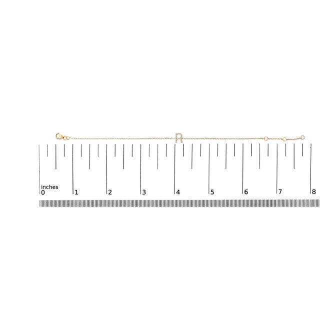 10K Yellow Gold Diamond Accent "R" Initial Charm and Link Bracelet For Sale In New York - Image 6 of 6