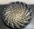 Very unique art glass tray/low bowl with waveform undulations;; silver, black, and gold basket weave pattern; and dichroic...