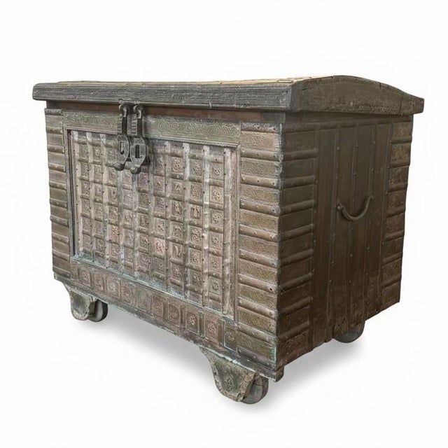 1900s Eclectic Style Antique Wooden 55" Wide Indian Dhamchiya Chest For Sale - Image 12 of 12