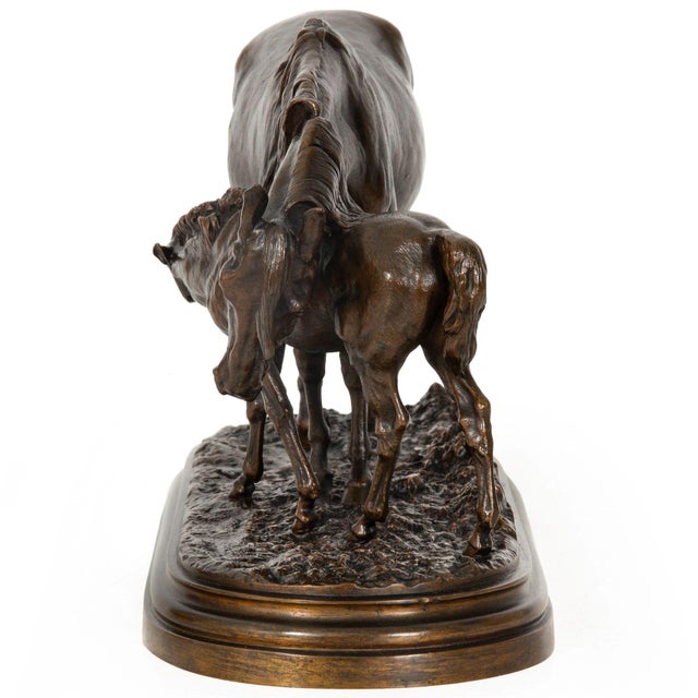 Rare French Antique Bronze Sculpture “Mare and Foal” by Isidore Bonheur For Sale - Image 4 of 12