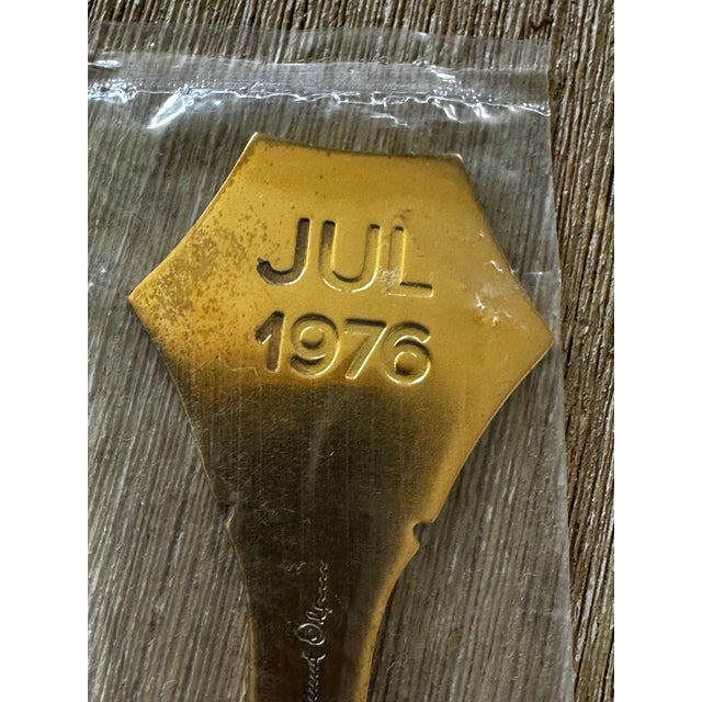 Anton Michelsen 1970s 976 A. Michelsen Gilt Sterling Silver and Guilloché Enamel Christmas Spoon & Fork by Gudmund Olsen - Set of 2 For Sale - Image 4 of 9