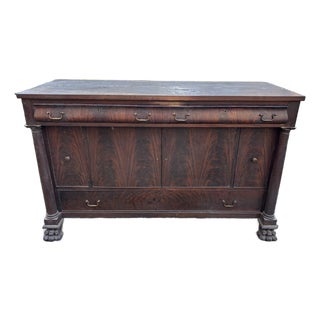 Antique Empire Flame Mahogany Sideboard Buffet 1800s For Sale