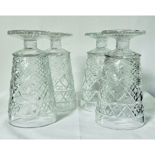 Farmhouse Mid 20th Century Pressed Glass Tall Glasses -Set of Four For Sale - Image 3 of 10