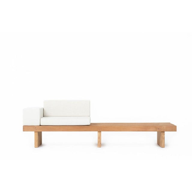 Slatted Bench with Linen Cushions, 1950s For Sale - Image 15 of 15