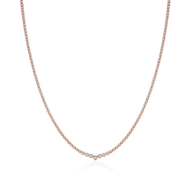 Nina Zhou Diamond Riviera Graduated Tennis Necklace in 14k Gold For Sale - Image 12 of 12