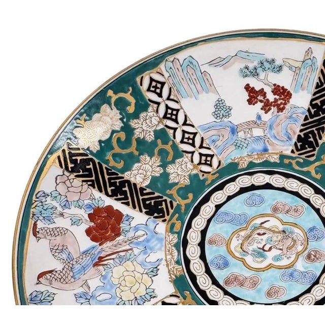 Vintage 11" Hand-Painted "Gold Imari" Japanese Porcelain Charger – Dragon & Landscapes For Sale In Portland, OR - Image 6 of 11