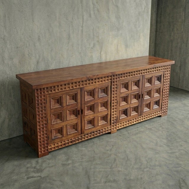 1960s Spanish Solid Wood Brutalist Sideboard, 1960s For Sale - Image 5 of 5