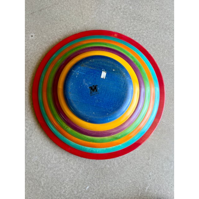 Wood Postmodern Pietro Manzoni for Vietri Rainbow Wooden Centerpiece Bowl 1980s Memphis Era For Sale - Image 7 of 12