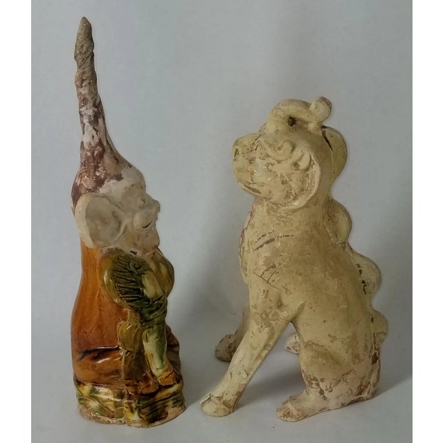 Rare. Tang dynasty (618-906a.d.) earthenware tomb guardians. Tang dynasty tomb guardians are earthenware figures of people...