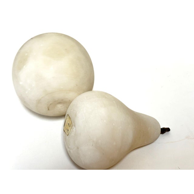 Late 20th Century Hand-Carved Alabaster Fruit Sculptures Pear and Apple Collectible 1980s For Sale - Image 5 of 13
