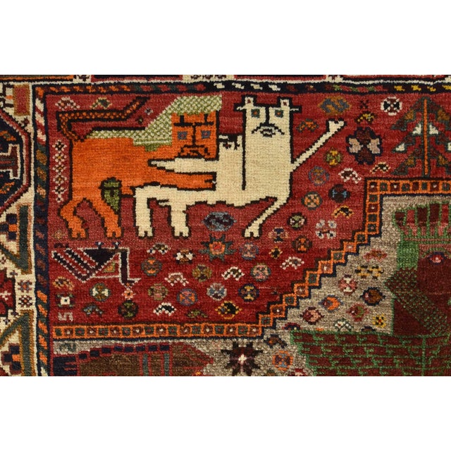 Qashqai Rug 3’7” X 5’1” Gray Wool Vintage Tribal Hand-Knotted Oriental Carpet For Sale - Image 9 of 13