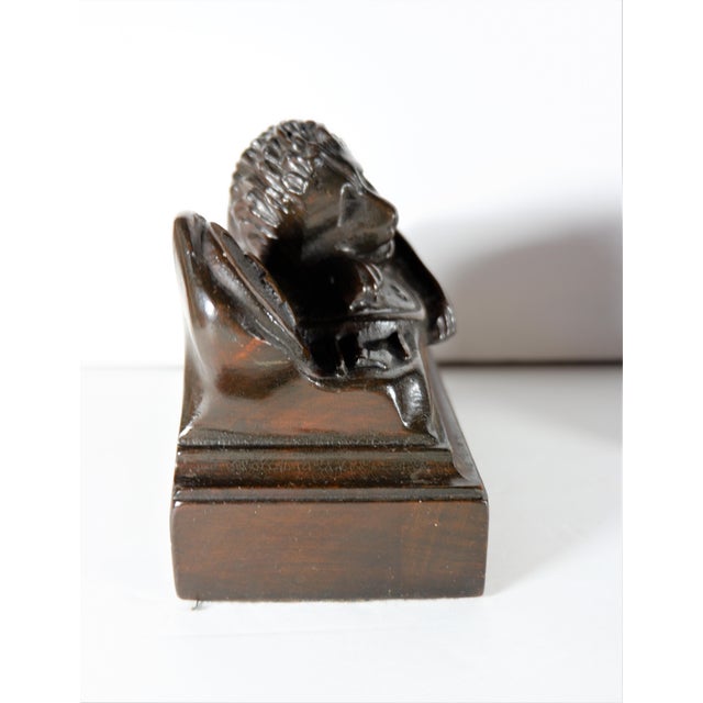 1940s Lions of Lucerne Carved Mahogany Bookends - a Pair For Sale In San Francisco - Image 6 of 9