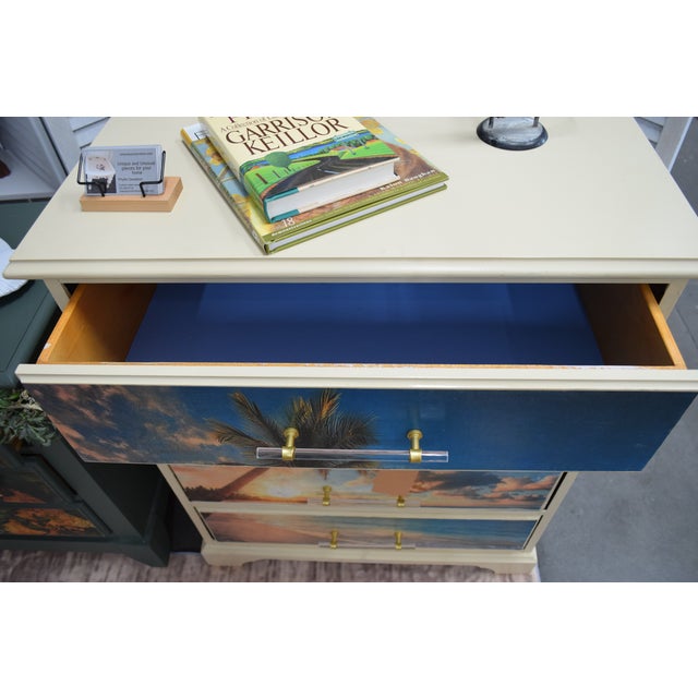 Coastal Tropical Palm Tree 4 Drawer Dresser For Sale - Image 3 of 5