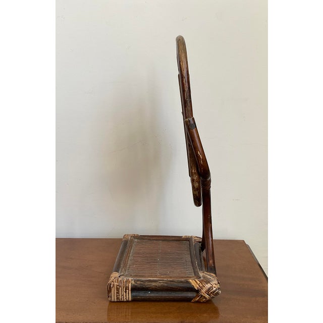 Vintage Italian Style Rattan & Bentwood Bamboo Vanity Tabletop Mirror For Sale - Image 4 of 18