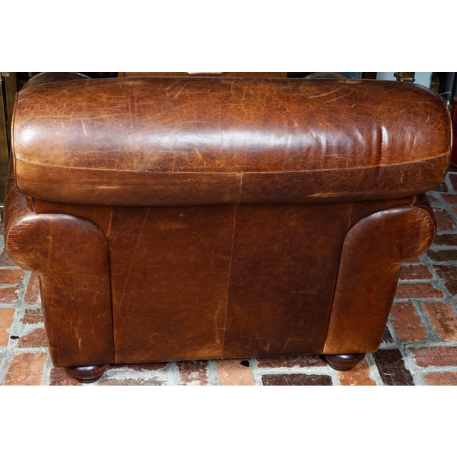 Vintage Natuzzi Italian Brown Leather Club Chair. A very comfortable chair for ones study or music room. A beautiful age...
