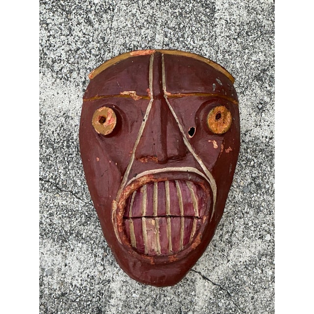 Tribal Vintage False Face Society Iroquois Mask For Sale - Image 3 of 12
