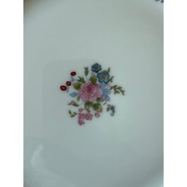 Blue Vintage Meito China Hand Painted Floral Dinner Plates - Set of 6 For Sale - Image 8 of 12