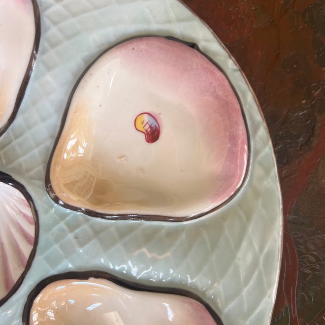 French Antique Handpainted German Oyster Plate For Sale - Image 3 of 5