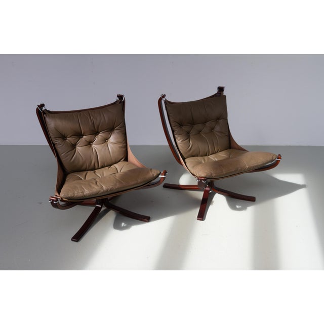 Brown Olive Green Falcon Chairs by Sigurd Resell for Vatne Møbler, Norway, 1970s, Set of 2 For Sale - Image 8 of 18