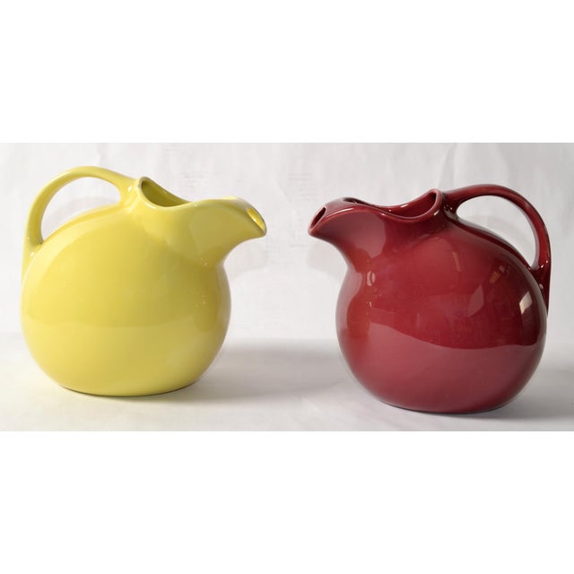 Art Deco 1940 Art Deco Hall California Yellow Art Deco Ball Glazed Pottery Stoneware Pitcher For Sale - Image 3 of 15