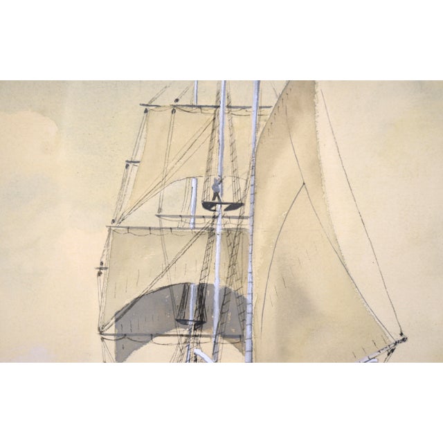 Rowing to Shore - Nautical Seascape in Gouache on Paper by George A. Robbins For Sale - Image 4 of 7