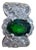 Vintage 3 Carat Oval Tsavorite & 2.2 Carat Diamond Ring , Platinum 16.4Gm Estate For Sale