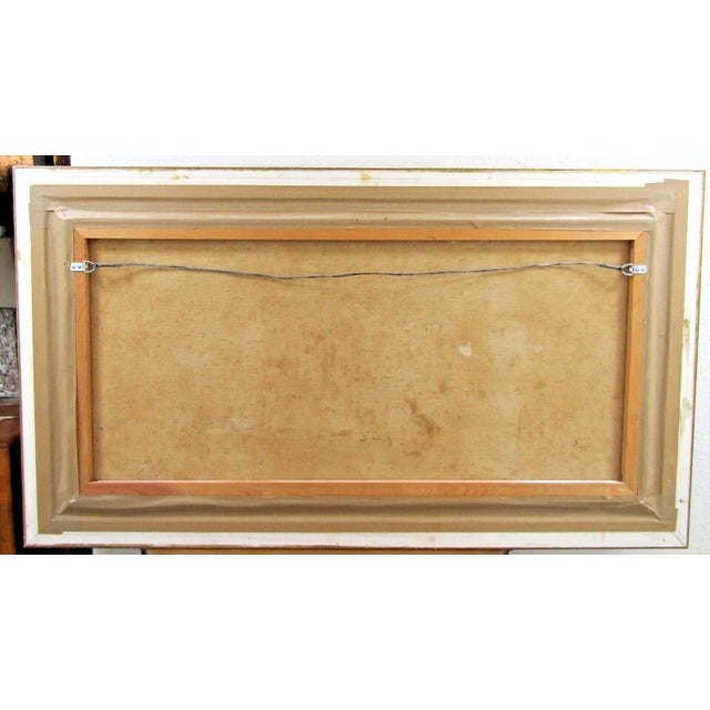 Vintage Durval Pereira Oil Painting Village Church Scene Brazil 47.5 X 23 Signed For Sale - Image 11 of 11